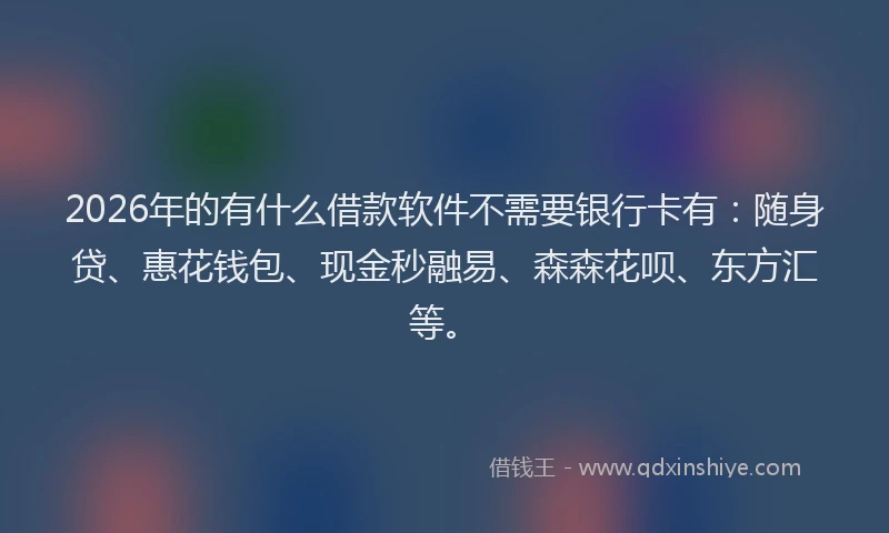 2026年的有什么借款软件不需要银行卡有：随身贷、惠花钱包、现金秒融易、森森花呗、东方汇等。
