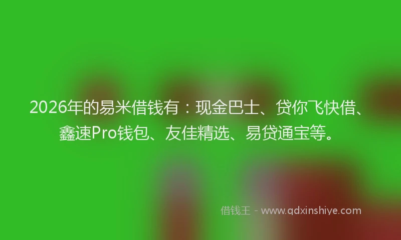 2026年的易米借钱有：现金巴士、贷你飞快借、鑫速Pro钱包、友佳精选、易贷通宝等。