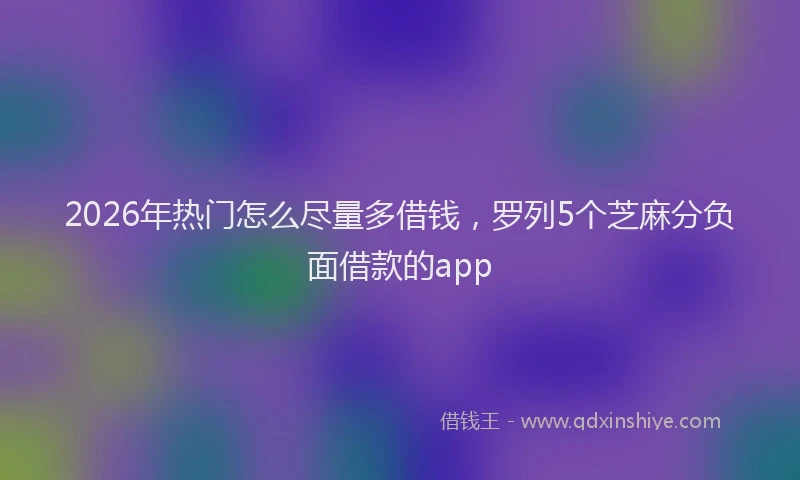 2026年热门怎么尽量多借钱，罗列5个芝麻分负面借款的app