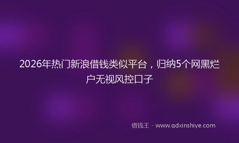 2026年热门新浪借钱类似平台，归纳5个网黑烂户无视风控口子