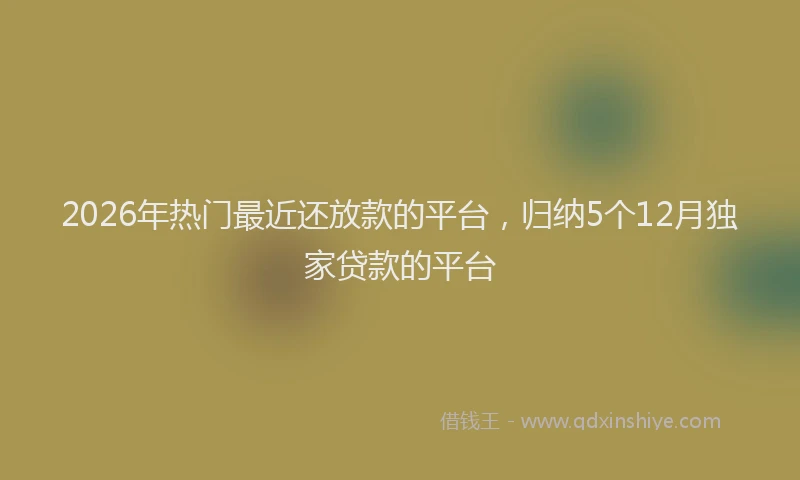 2026年热门最近还放款的平台,归纳5个12月独家贷款的平台