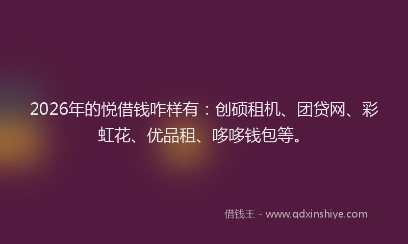 2026年的悦借钱咋样有：创硕租机、团贷网、彩虹花、优品租、哆哆钱包等。