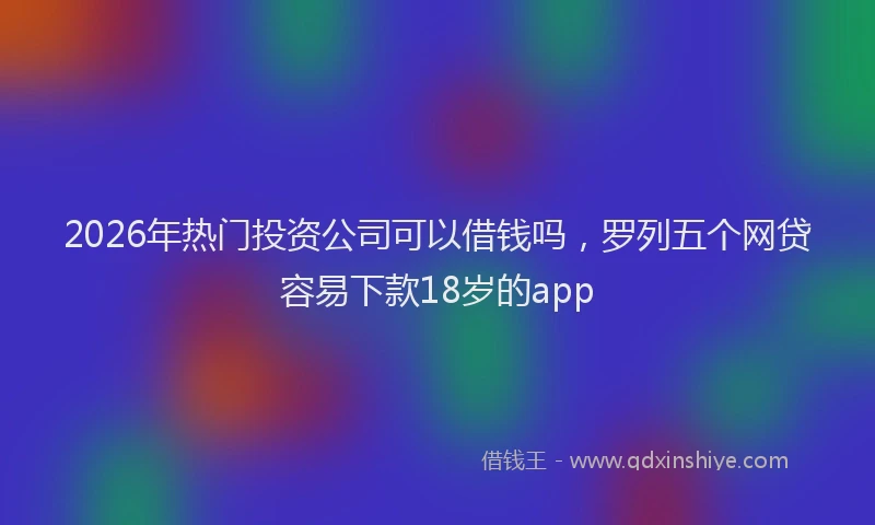 2026年热门投资公司可以借钱吗，罗列五个网贷容易下款18岁的app