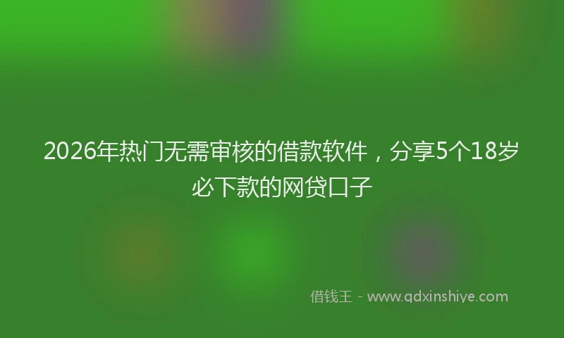 2026年热门无需审核的借款软件，分享5个18岁必下款的网贷口子