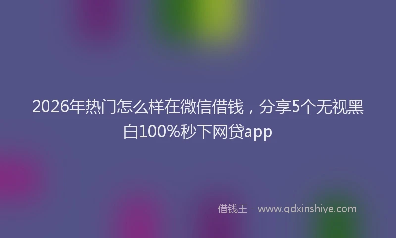 2026年热门怎么样在微信借钱，分享5个无视黑白100%秒下网贷app