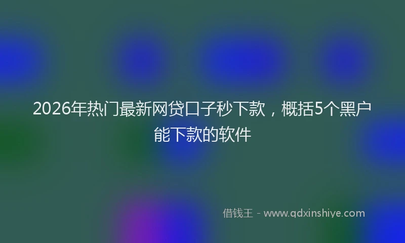 2026年热门最新网贷口子秒下款，概括5个黑户能下款的软件
