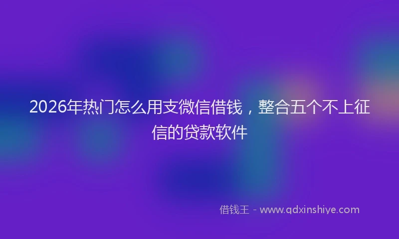 2026年热门怎么用支微信借钱，整合五个不上征信的贷款软件