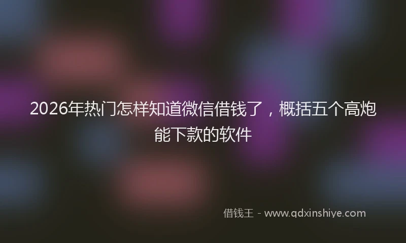 2026年热门怎样知道微信借钱了，概括五个高炮能下款的软件
