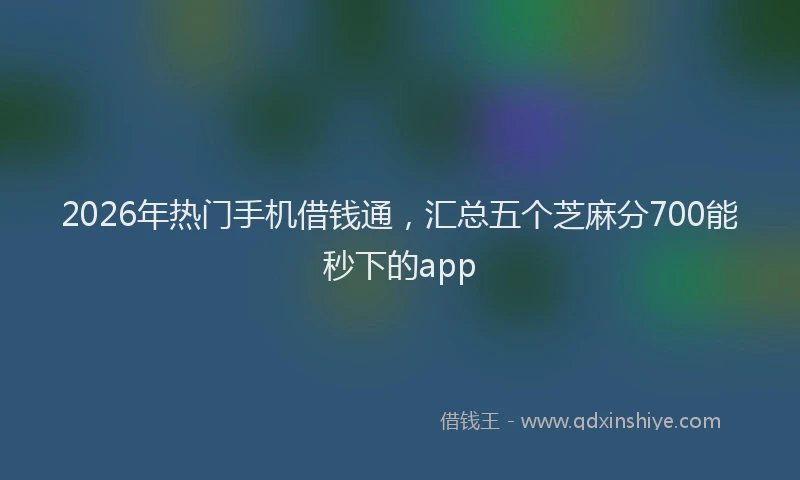 2026年热门手机借钱通，汇总五个芝麻分700能秒下的app