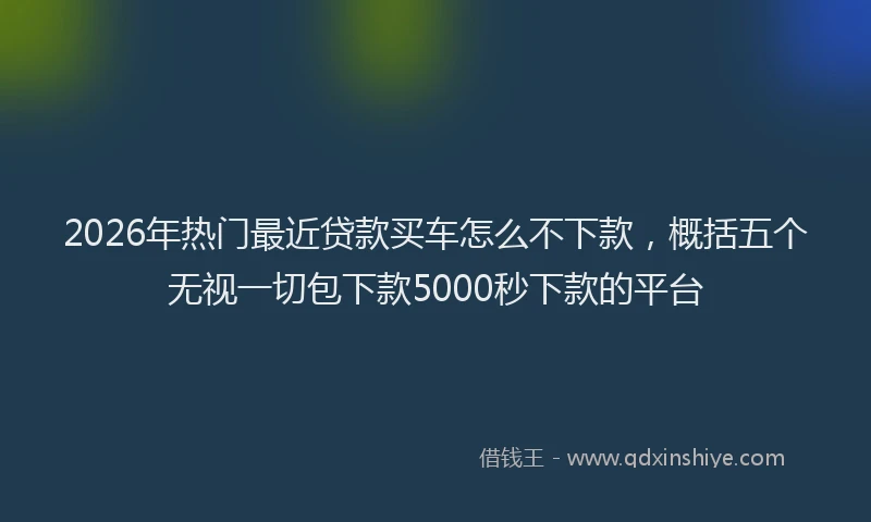 2026年热门最近贷款买车怎么不下款，概括五个无视一切包下款5000秒下款的平台