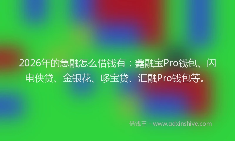 2026年的急融怎么借钱有：鑫融宝Pro钱包、闪电侠贷、金银花、哆宝贷、汇融Pro钱包等。