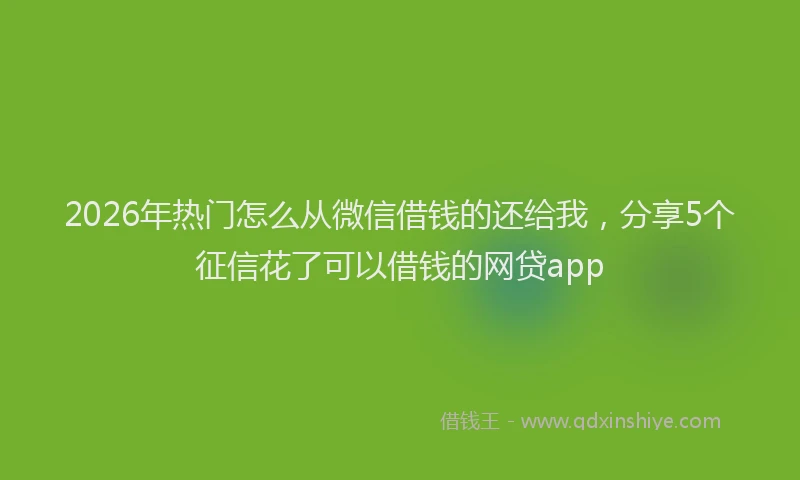 2026年热门怎么从微信借钱的还给我，分享5个征信花了可以借钱的网贷app
