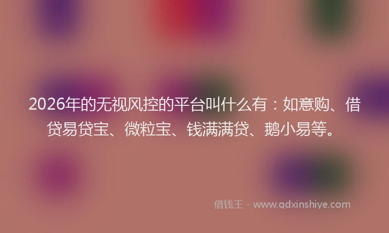 2026年的无视风控的平台叫什么有:如意购、借贷易贷宝、微粒宝、钱满满贷、鹅小易等。