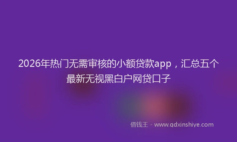 2026年热门无需审核的小额贷款app，汇总五个最新无视黑白户网贷口子