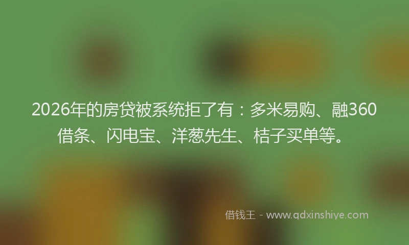 2026年的房贷被系统拒了有：多米易购、融360借条、闪电宝、洋葱先生、桔子买单等。