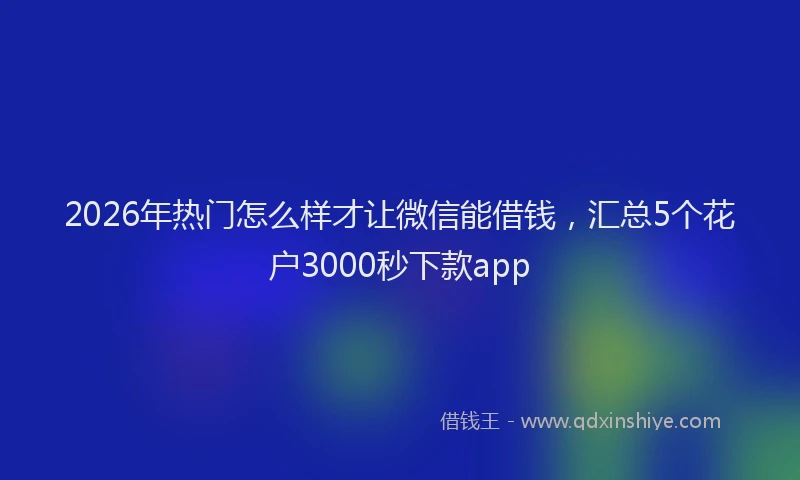 2026年热门怎么样才让微信能借钱，汇总5个花户3000秒下款app