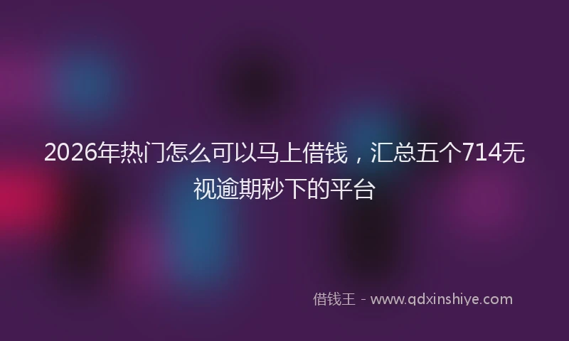 2026年热门怎么可以马上借钱，汇总五个714无视逾期秒下的平台
