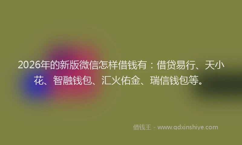 2026年的新版微信怎样借钱有：借贷易行、天小花、智融钱包、汇火佑金、瑞信钱包等。