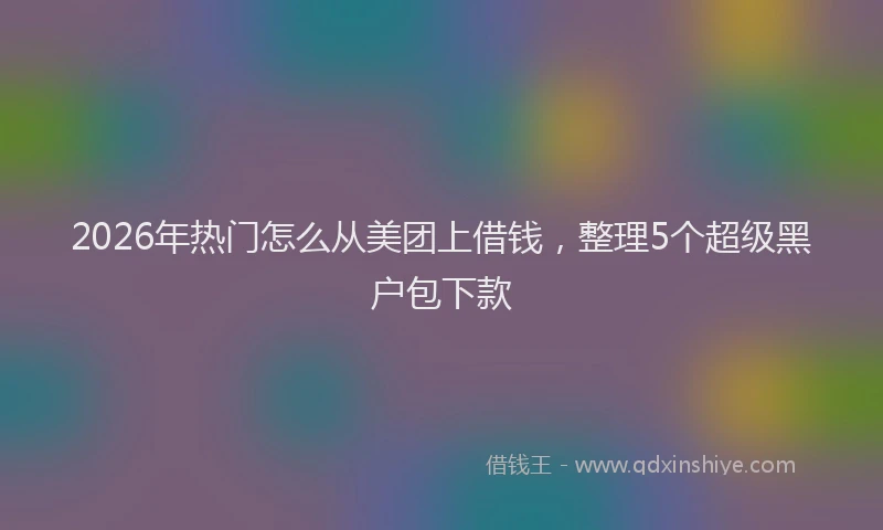 2026年热门怎么从美团上借钱，整理5个超级黑户包下款