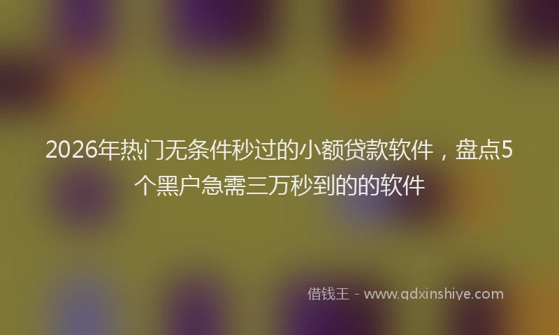 2026年热门无条件秒过的小额贷款软件，盘点5个黑户急需三万秒到的的软件