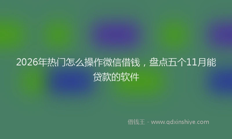 2026年热门怎么操作微信借钱,盘点五个11月能贷款的软件