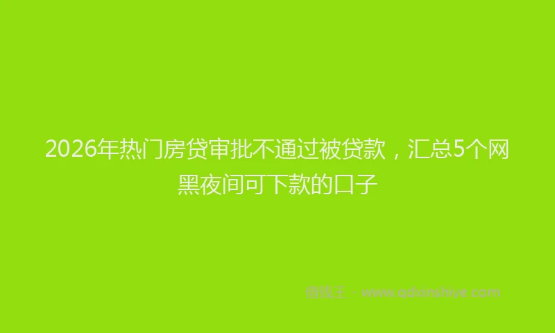 2026年热门房贷审批不通过被贷款,汇总5个网黑夜间可下款的口子