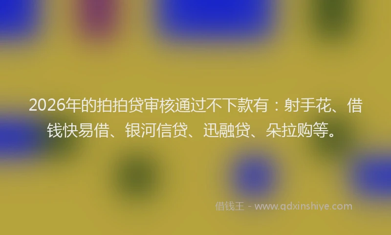 2026年的拍拍贷审核通过不下款有：射手花、借钱快易借、银河信贷、迅融贷、朵拉购等。