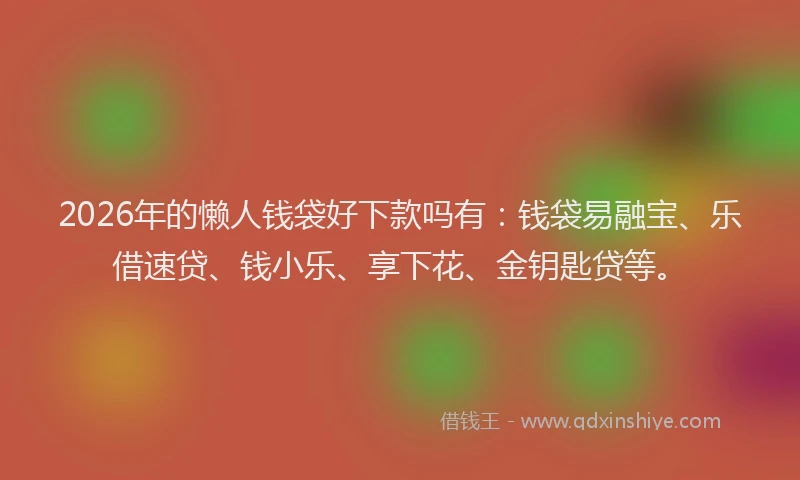 2026年的懒人钱袋好下款吗有：钱袋易融宝、乐借速贷、钱小乐、享下花、金钥匙贷等。