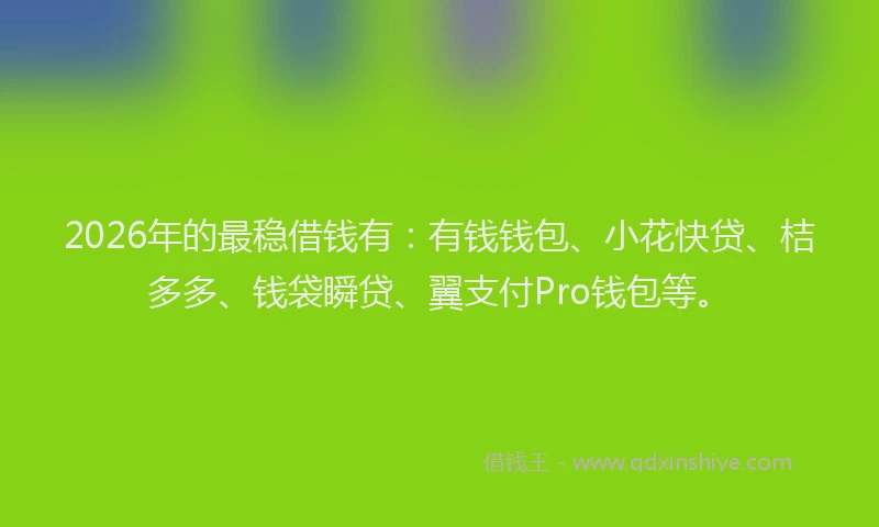 2026年的最稳借钱有：有钱钱包、小花快贷、桔多多、钱袋瞬贷、翼支付Pro钱包等。