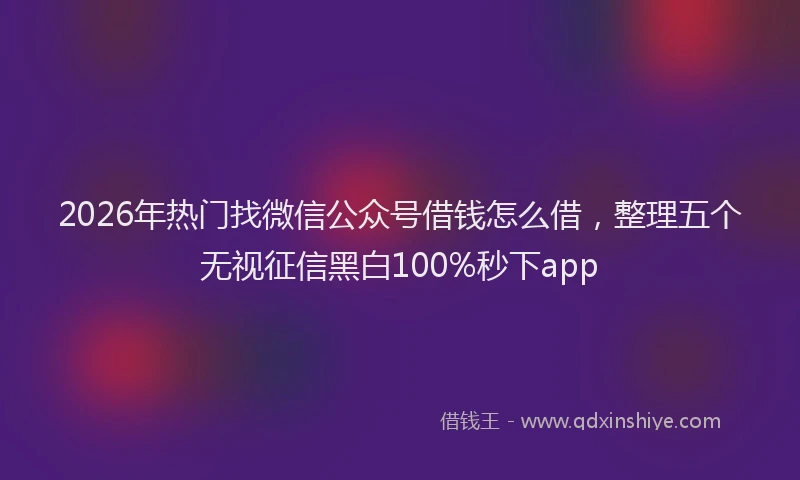 2026年热门找微信公众号借钱怎么借，整理五个无视征信黑白100%秒下app