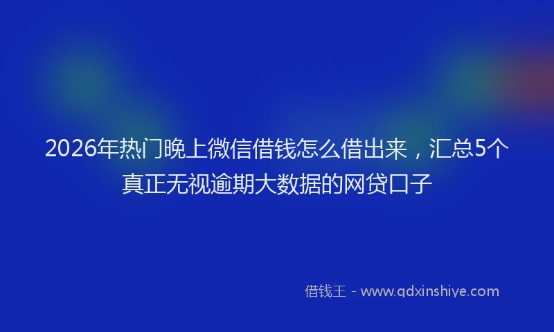 2026年热门晚上微信借钱怎么借出来,汇总5个真正无视逾期大数据的网贷口子