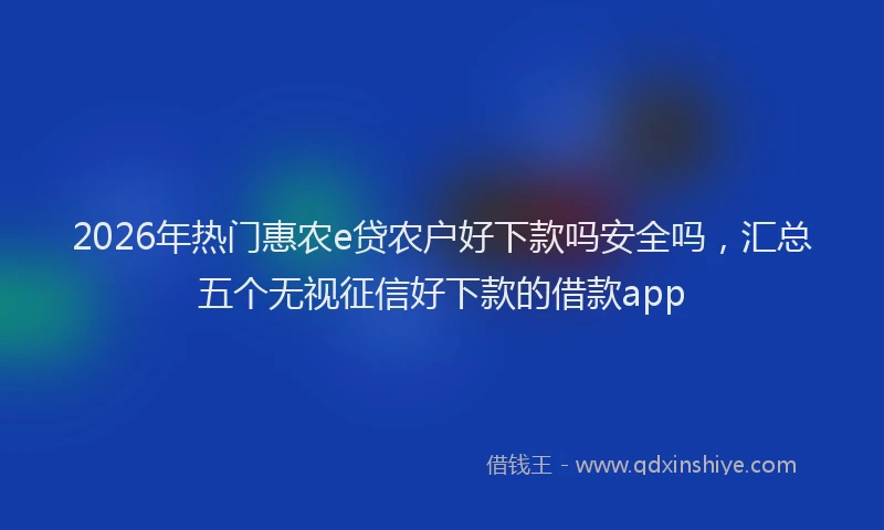 2026年热门惠农e贷农户好下款吗安全吗,汇总五个无视征信好下款的借款app