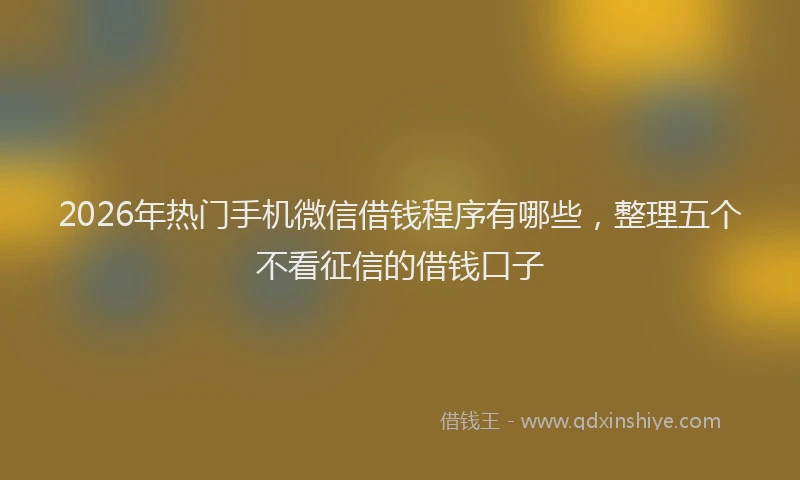 2026年热门手机微信借钱程序有哪些，整理五个不看征信的借钱口子