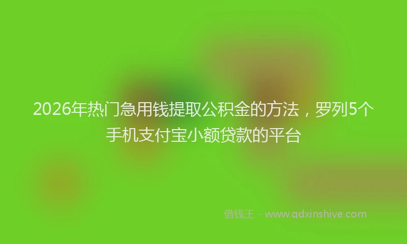 2026年热门急用钱提取公积金的方法,罗列5个手机支付宝小额贷款的平台