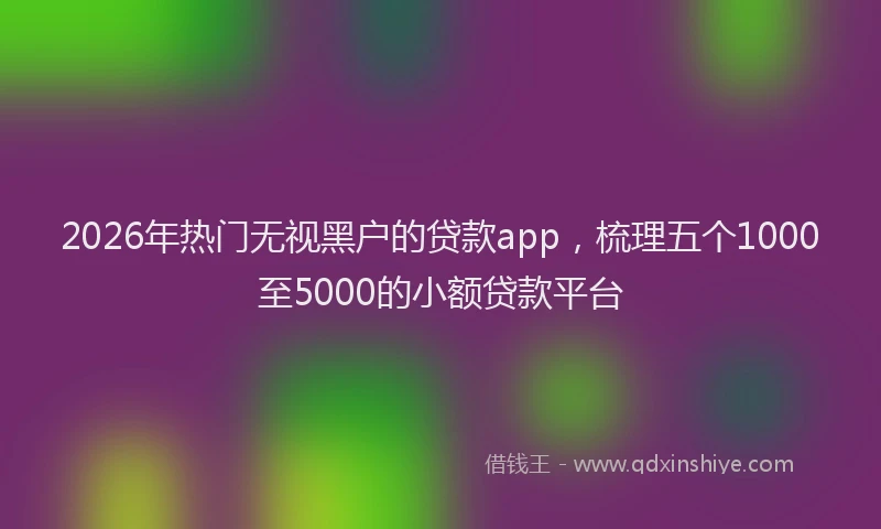 2026年热门无视黑户的贷款app，梳理五个1000至5000的小额贷款平台