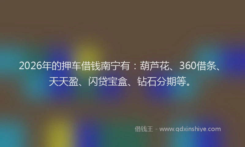 2026年的押车借钱南宁有：葫芦花、360借条、天天盈、闪贷宝盒、钻石分期等。