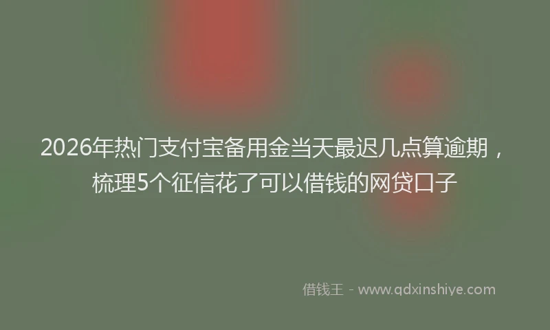 2026年热门支付宝备用金当天最迟几点算逾期，梳理5个征信花了可以借钱的网贷口子