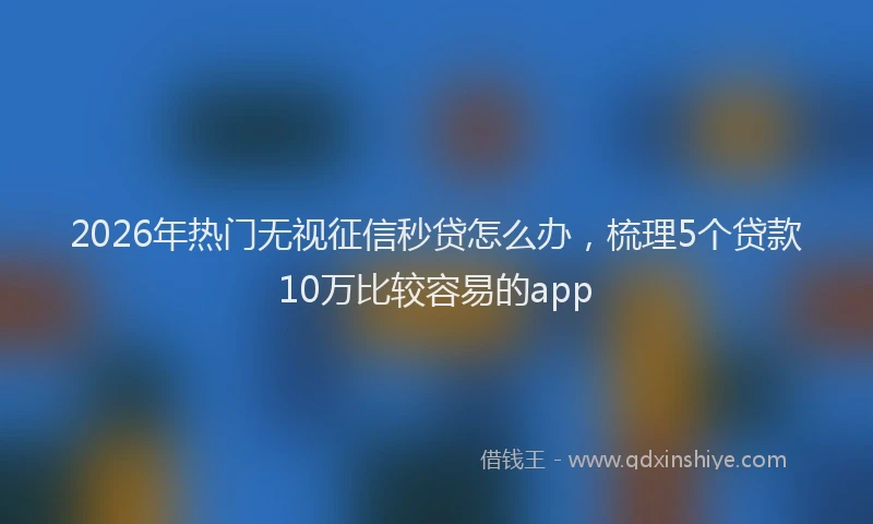 2026年热门无视征信秒贷怎么办，梳理5个贷款10万比较容易的app