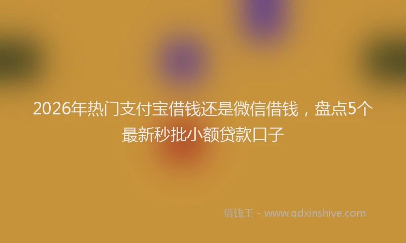 2026年热门支付宝借钱还是微信借钱，盘点5个最新秒批小额贷款口子