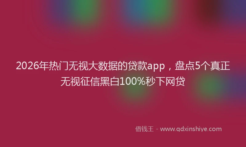 2026年热门无视大数据的贷款app，盘点5个真正无视征信黑白100%秒下网贷