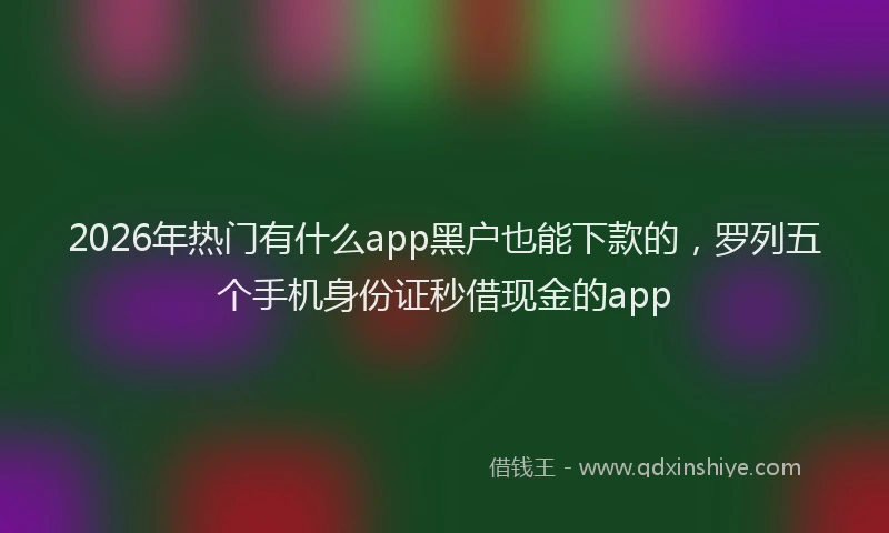 2026年热门有什么app黑户也能下款的，罗列五个手机身份证秒借现金的app