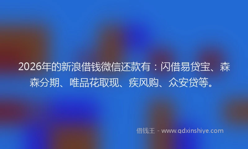 2026年的新浪借钱微信还款有：闪借易贷宝、森森分期、唯品花取现、疾风购、众安贷等。
