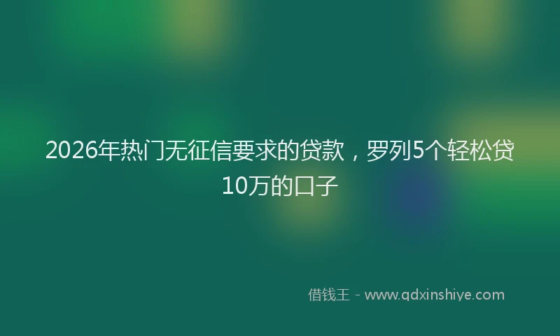 2026年热门无征信要求的贷款，罗列5个轻松贷10万的口子