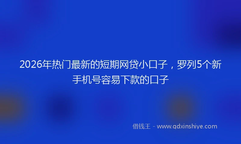 2026年热门最新的短期网贷小口子，罗列5个新手机号容易下款的口子