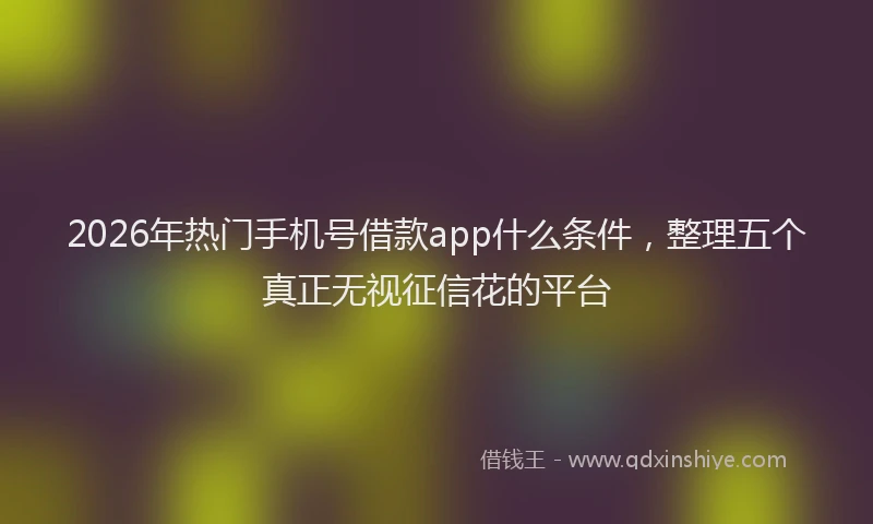 2026年热门手机号借款app什么条件，整理五个真正无视征信花的平台