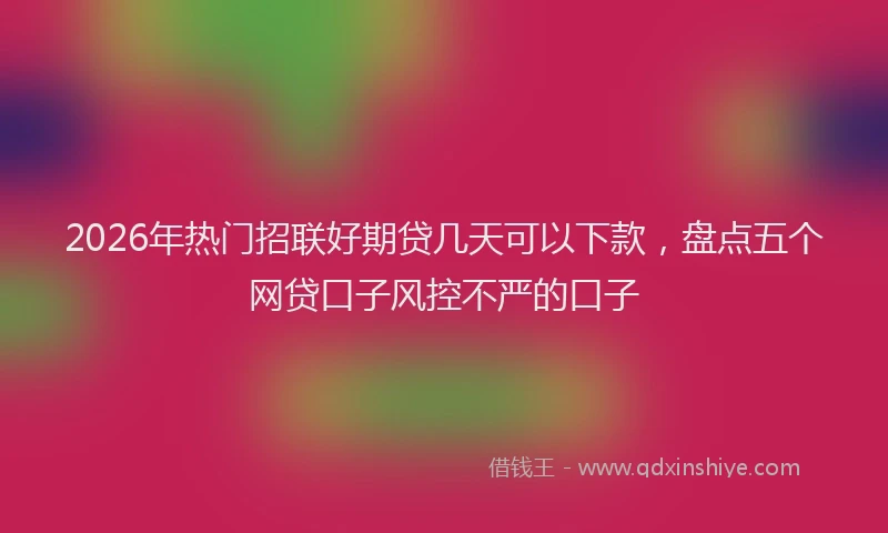 2026年热门招联好期贷几天可以下款，盘点五个网贷口子风控不严的口子