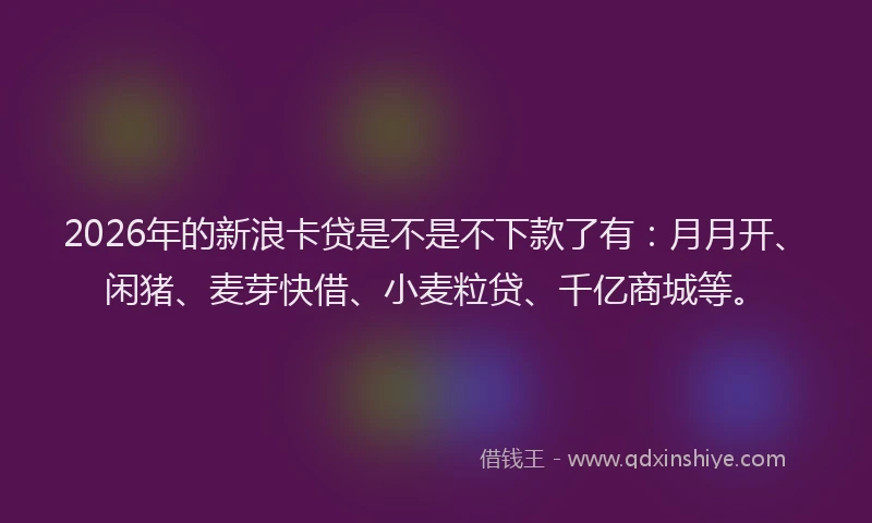 2026年的新浪卡贷是不是不下款了有：月月开、闲猪、麦芽快借、小麦粒贷、千亿商城等。