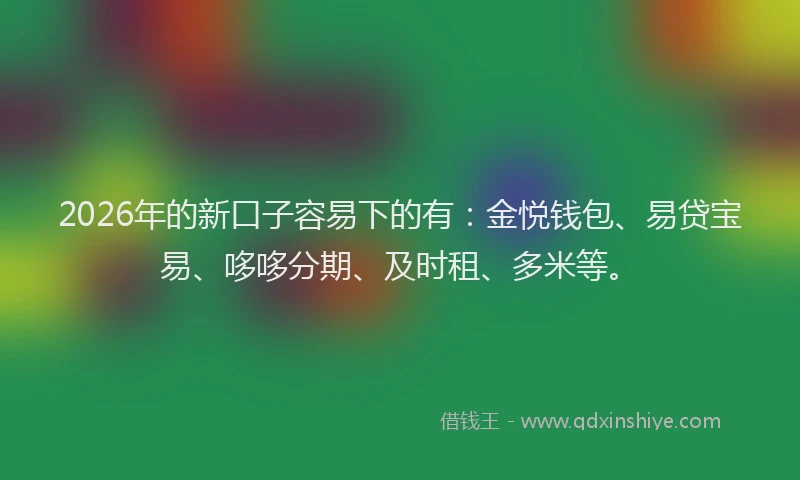 2026年的新口子容易下的有：金悦钱包、易贷宝易、哆哆分期、及时租、多米等。