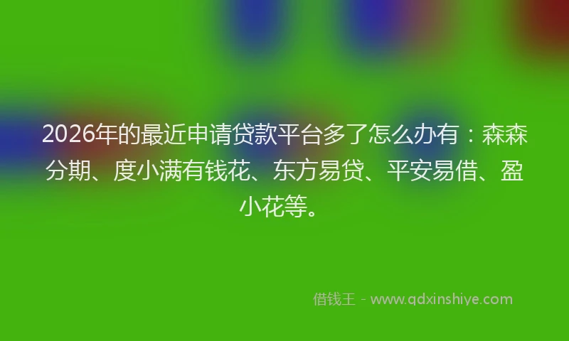 2026年的最近申请贷款平台多了怎么办有：森森分期、度小满有钱花、东方易贷、平安易借、盈小花等。