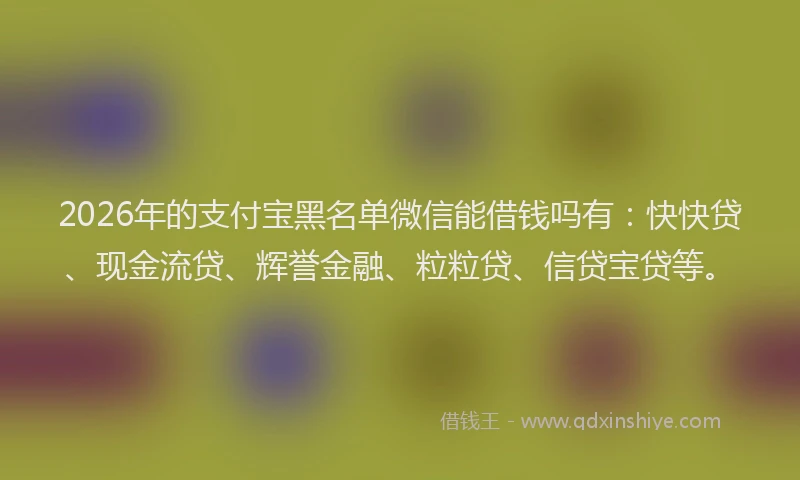 2026年的支付宝黑名单微信能借钱吗有：快快贷、现金流贷、辉誉金融、粒粒贷、信贷宝贷等。